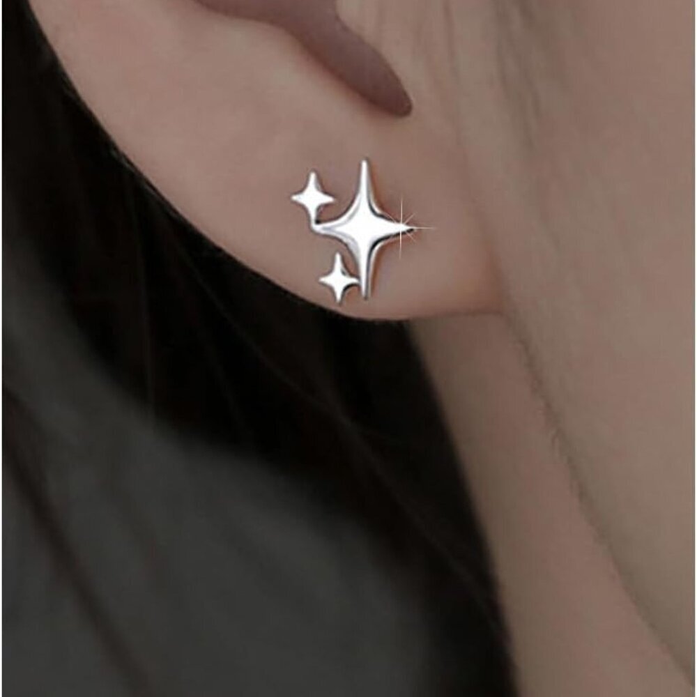 Sterling Silver Post Earrings Star Stud Earrings for Women Teen Trendy Hypoaller